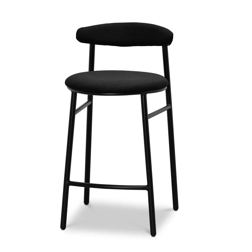 Minimalist Cushioned Bar Stool - Full Black (Set of 2)