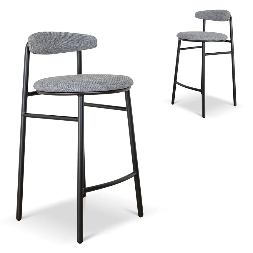 Minimalist Cushioned Bar Stool - Lava Grey (Set of 2)
