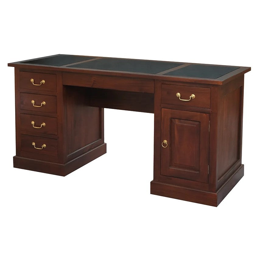 Minimalist Executive Desk 1 Door 6 Drawer - Brown