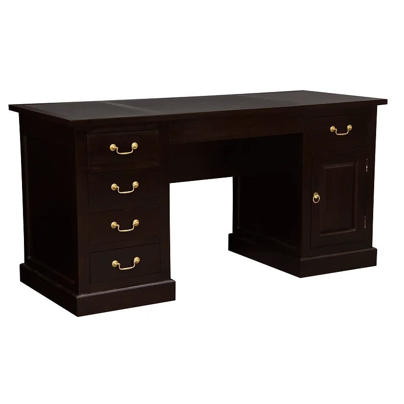 Minimalist Executive Desk 1 Door 6 Drawer - Dark Brown