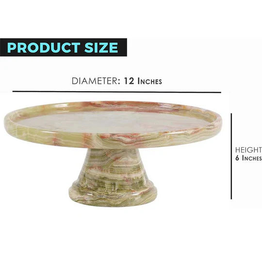 Minimalist Marble Cake Pedestal - Green