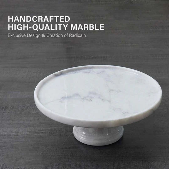Minimalist Marble Cake Pedestal - White