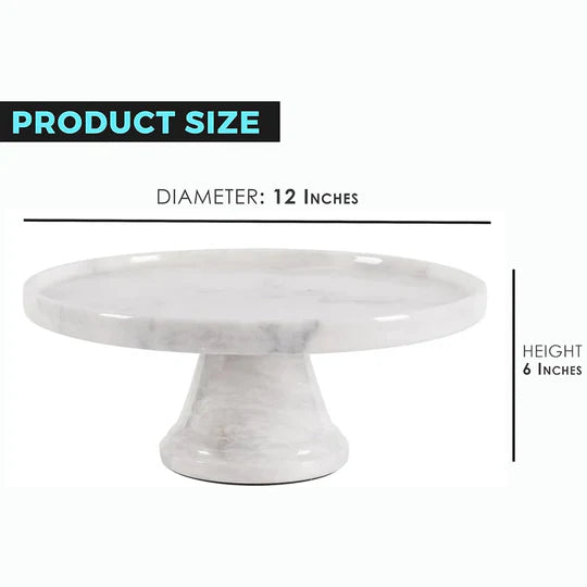 Minimalist Marble Cake Pedestal - White
