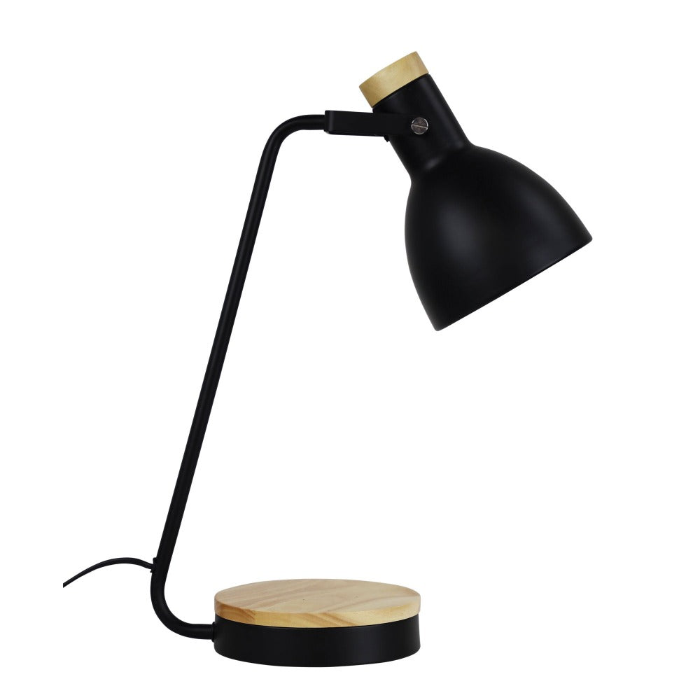 Minimalist Black Task Lamp with Wood Accents (Available in 2 Colors)