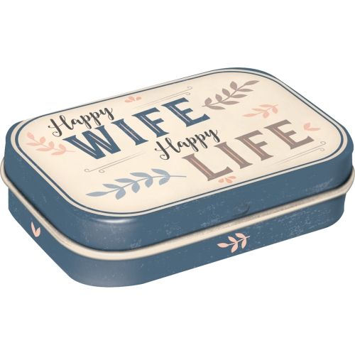 Mint Box Happy Wife Happy Life - Nostalgic-Art - 4x6x2cm