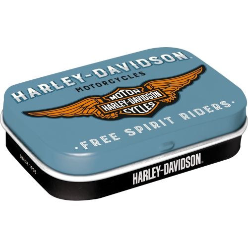 Mint Box Harley-Davidson Logo Blue - Nostalgic-Art - 4x6x2cm