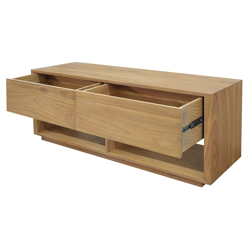Modern 2 Drawer Entertainment Unit - Natural