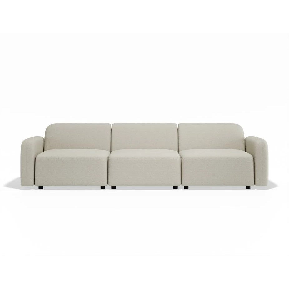 Modern 3-Seater Atticus Modular Sofa - Ivory Cream Fabric