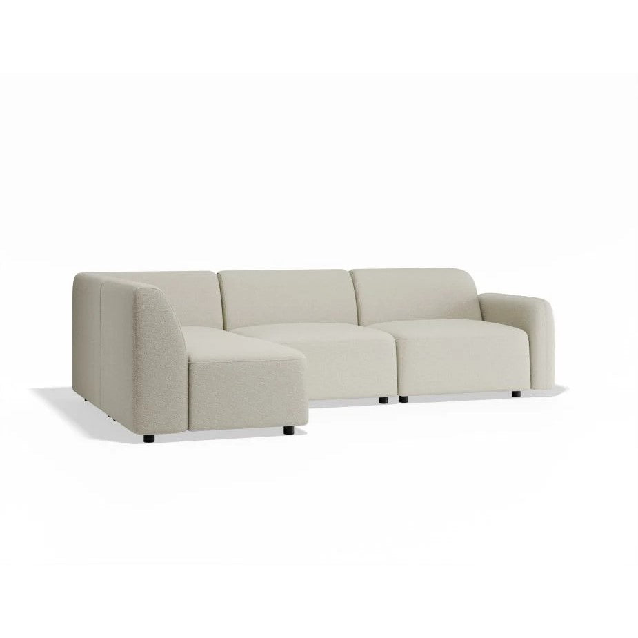 Modern Atticus Modular Left Chaise Return Sofa - Ivory Cream Fabric