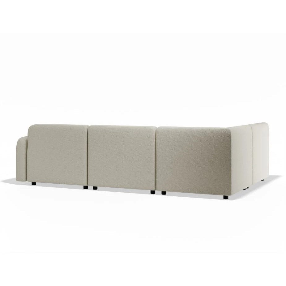 Modern Atticus Modular Left Chaise Return Sofa - Ivory Cream Fabric