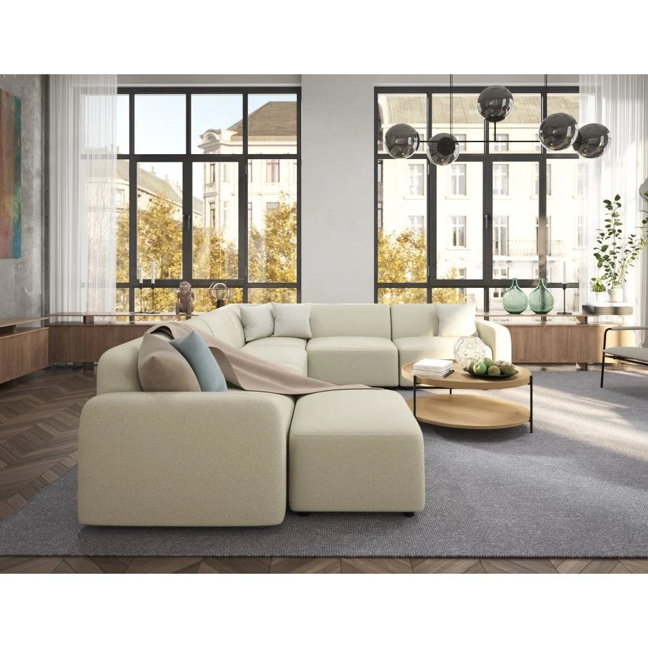 Modern Atticus Modular Left Chaise Return Sofa - Ivory Cream Fabric