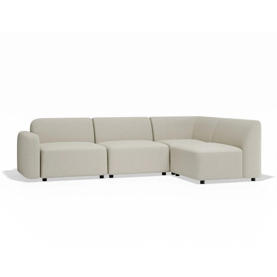 Modern Atticus Modular Right Chaise Return Sofa - Ivory Cream Fabric
