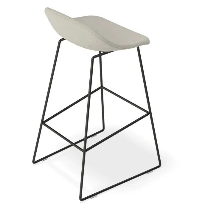 Modern Black Steel Grey Seated High Stool (Available in 2 Sizes)