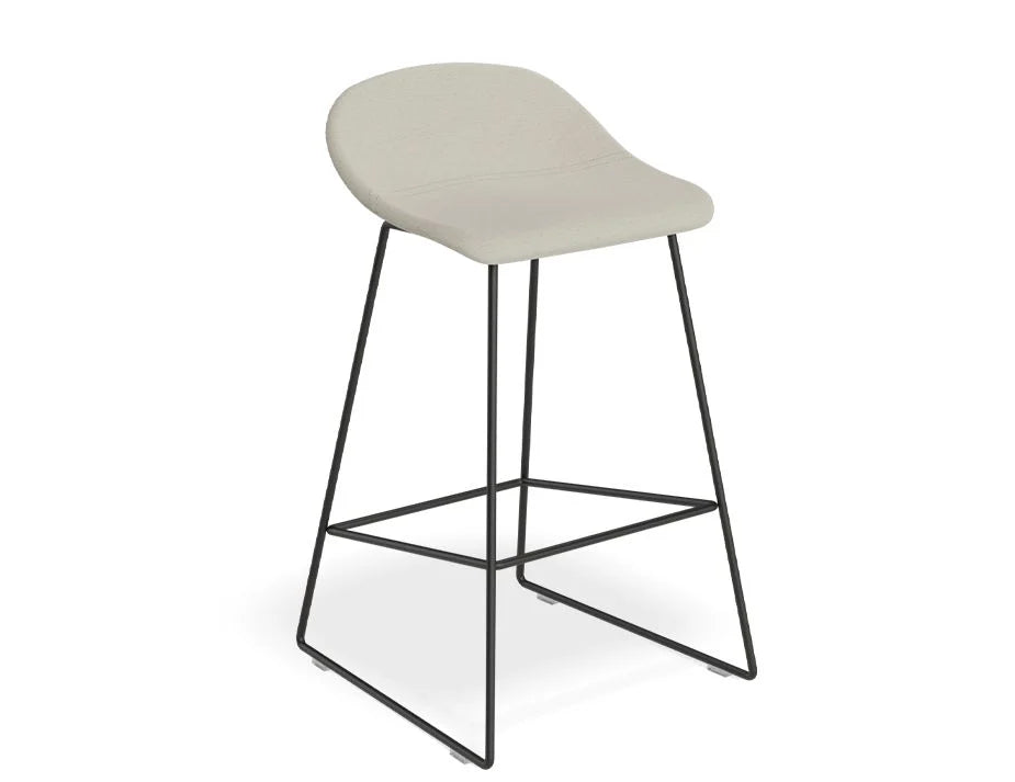 Modern Black Steel Grey Seated High Stool (Available in 2 Sizes)