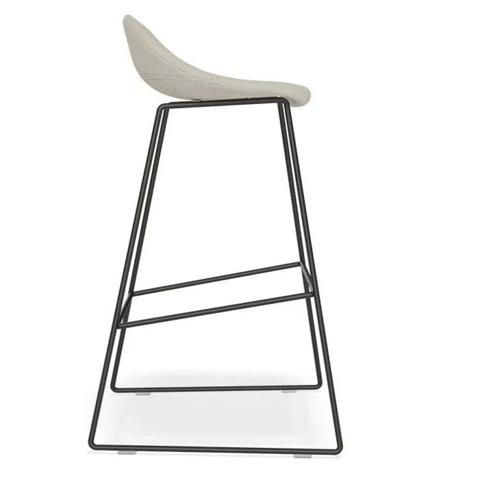 Modern Black Steel Grey Seated High Stool (Available in 2 Sizes)