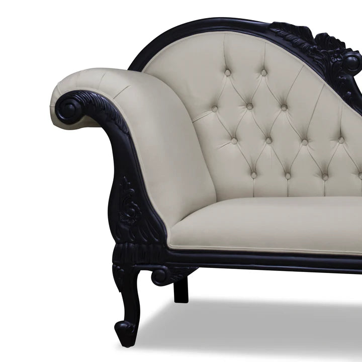 Modern Carved Left High Chaise Lounge Sofa - Black