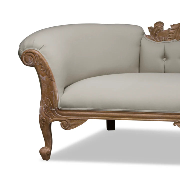 Modern Carved Left High Chaise Lounge Sofa - Weathered Oak