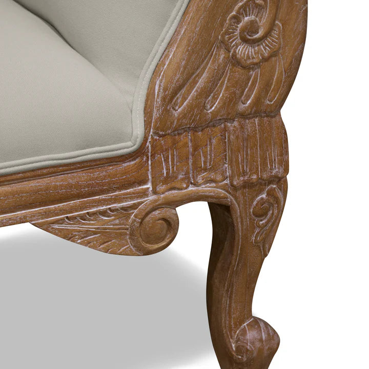 Modern Carved Left High Chaise Lounge Sofa - Weathered Oak