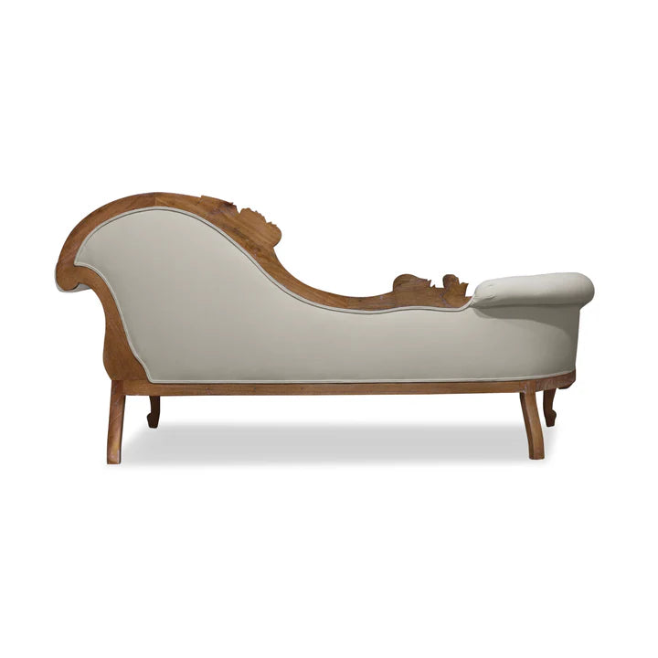 Modern Carved Left High Chaise Lounge Sofa - Weathered Oak