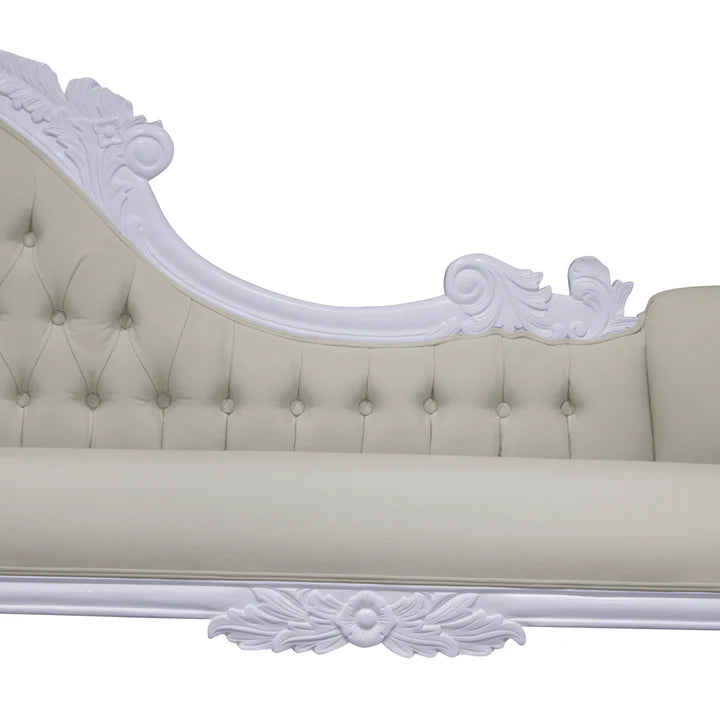 Modern Carved Left High Chaise Lounge Sofa - White