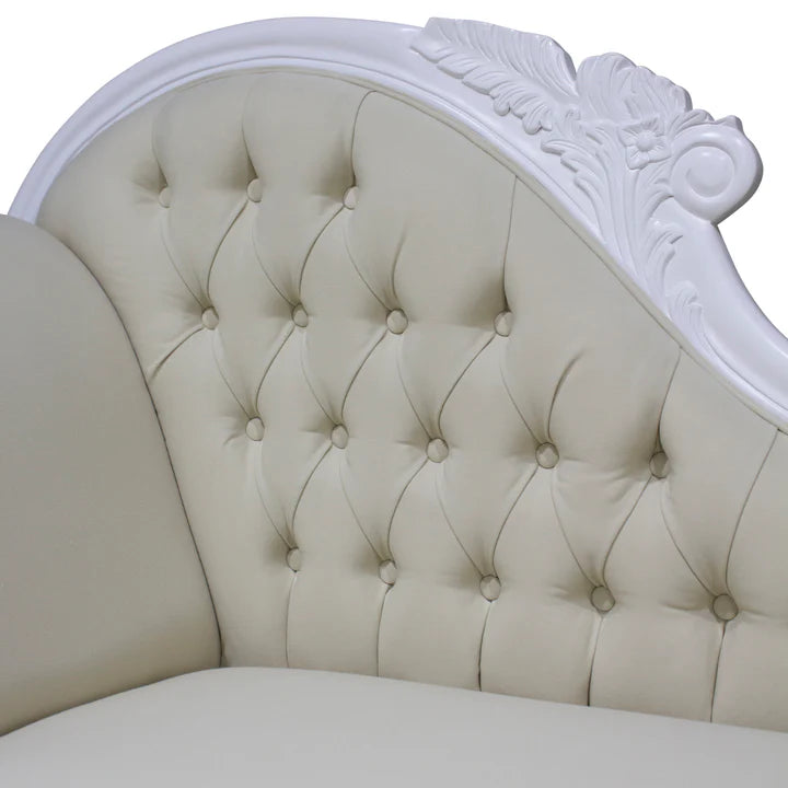 Modern Carved Left High Chaise Lounge Sofa - White