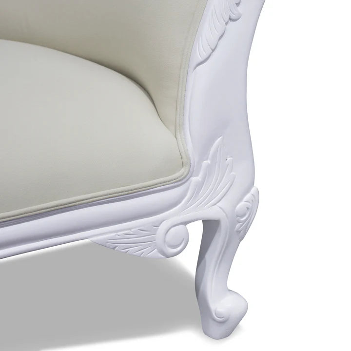 Modern Carved Left High Chaise Lounge Sofa - White