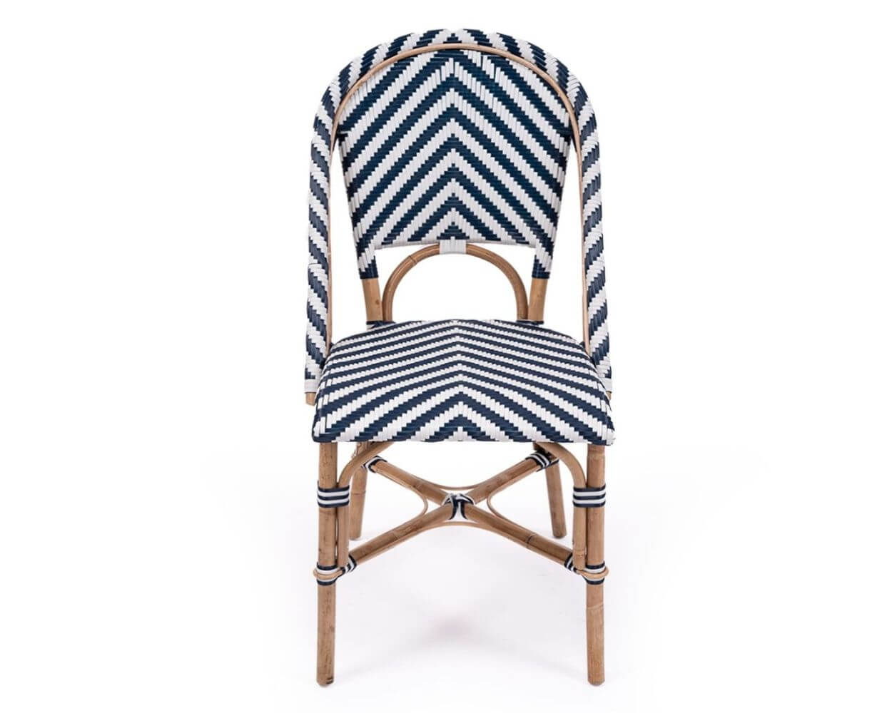 Modern Coastal Style Rattan Dining Chair - Blue & White