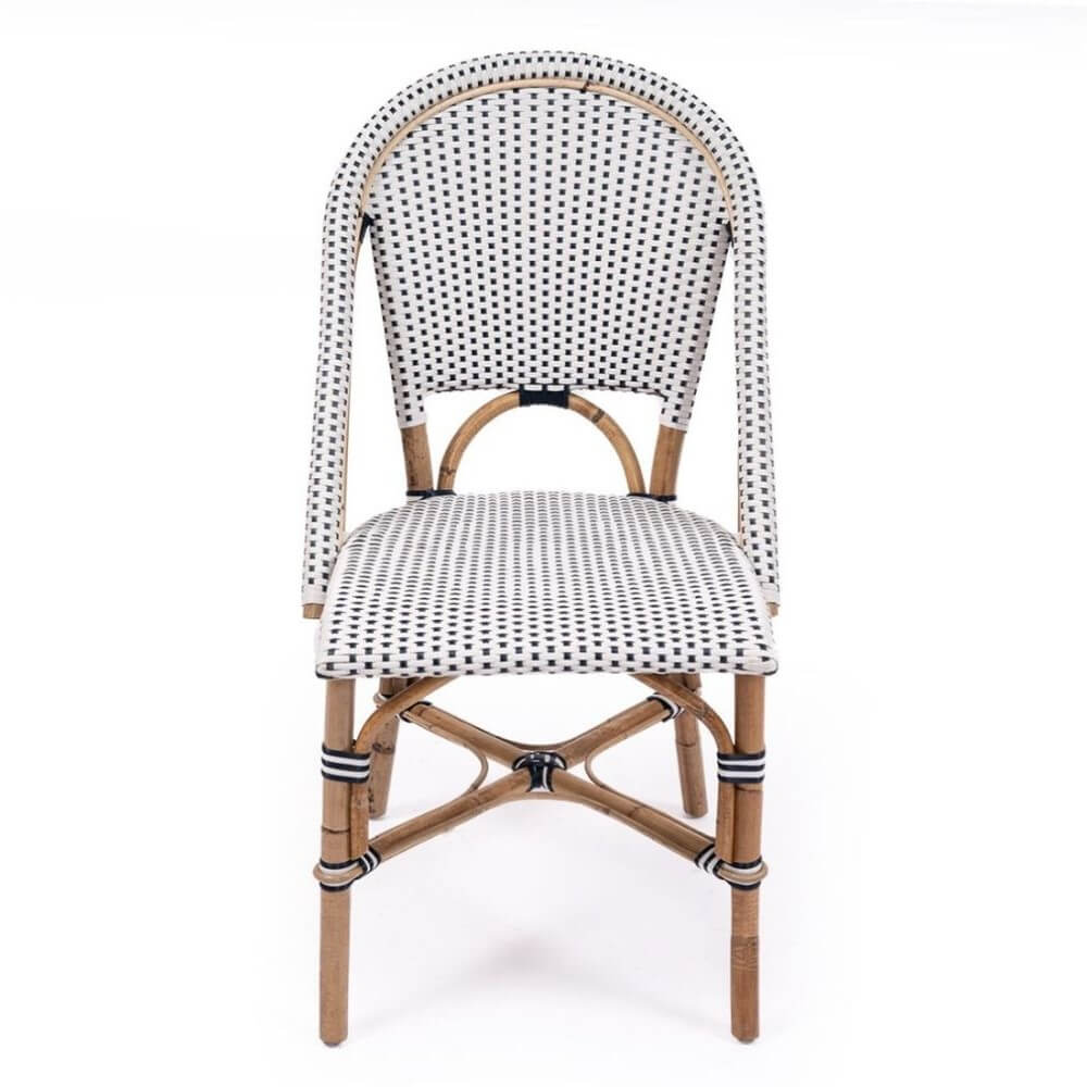 Modern Coastal Style Rattan Dining Chair - Navy & White