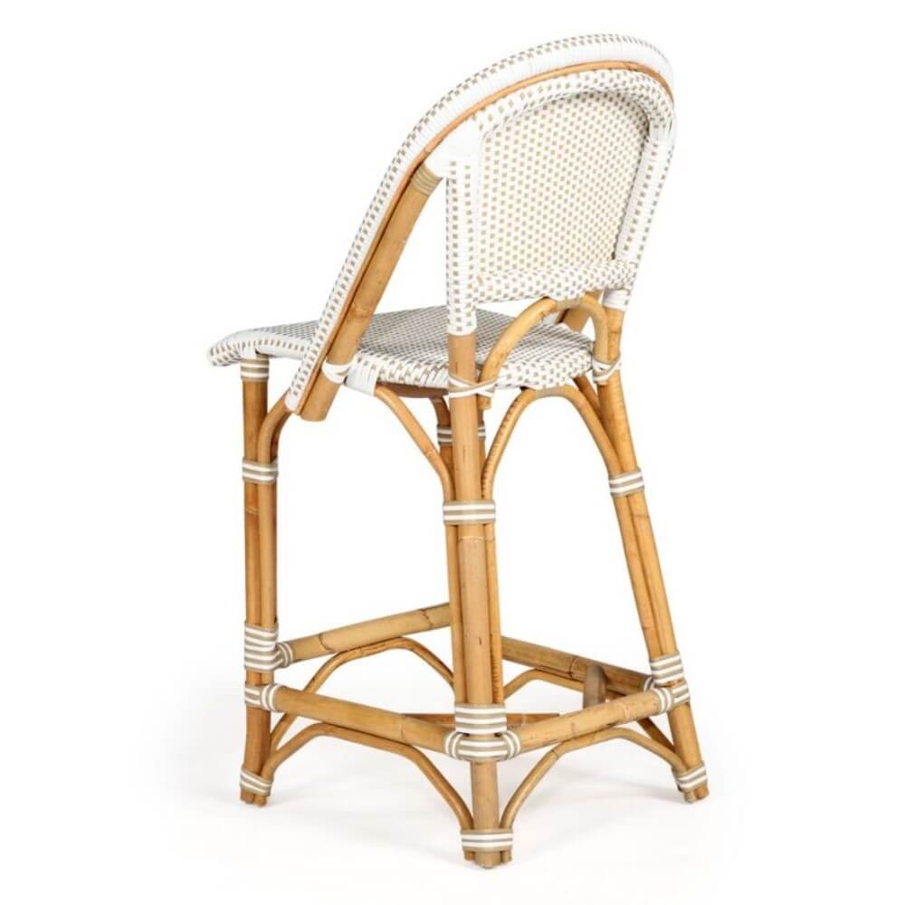 Modern Coastal Style Rattan TALL Dining Chair - Beige & White