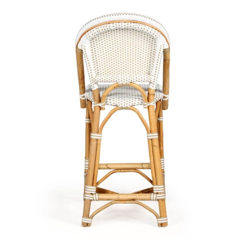 Modern Coastal Style Rattan TALL Dining Chair - Beige & White