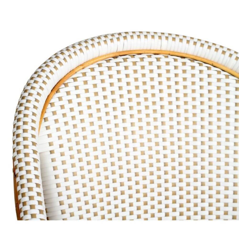 Modern Coastal Style Rattan TALL Dining Chair - Beige & White