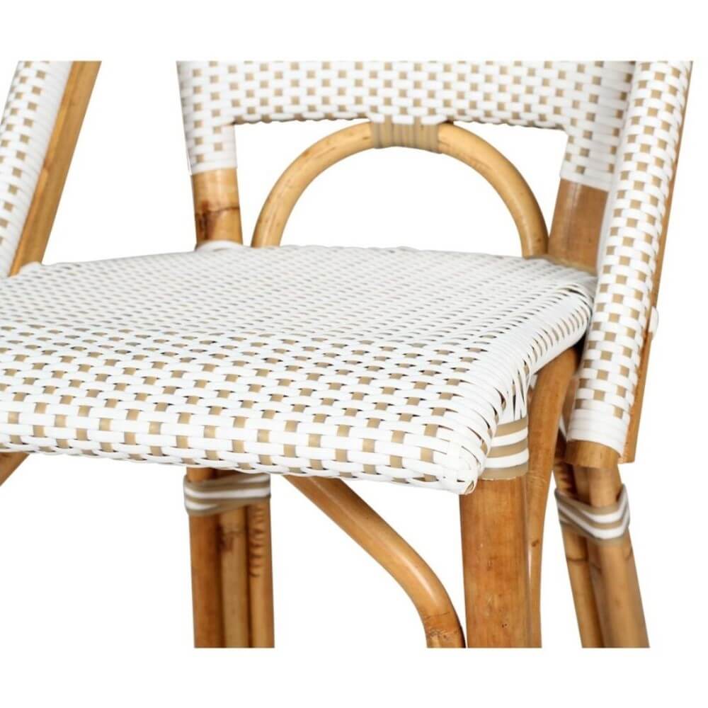Modern Coastal Style Rattan TALL Dining Chair - Beige & White
