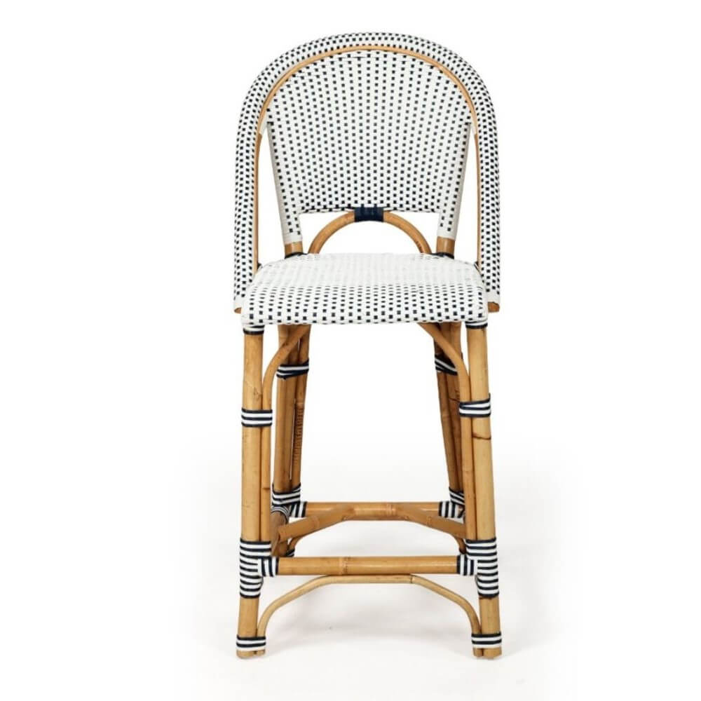 Modern Coastal Style Rattan TALL Dining Chair - Black & White