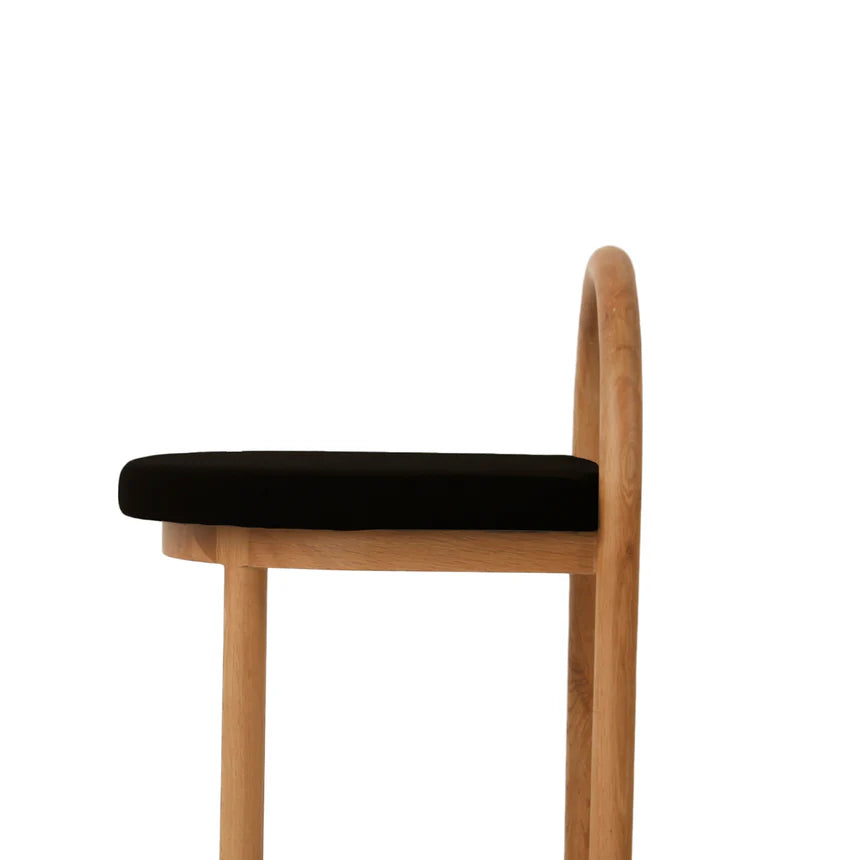 Modern Contrast Natural Wood Bar Stool - Black Seat