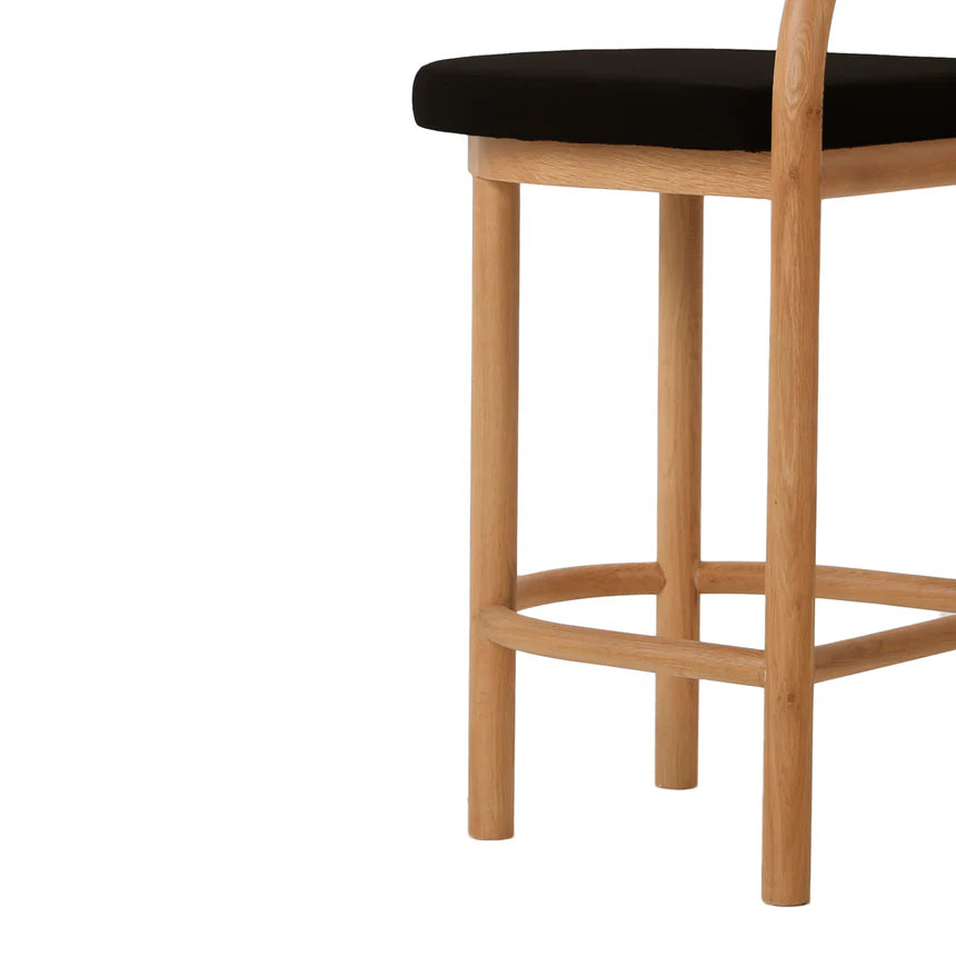 Modern Contrast Natural Wood Bar Stool - Black Seat