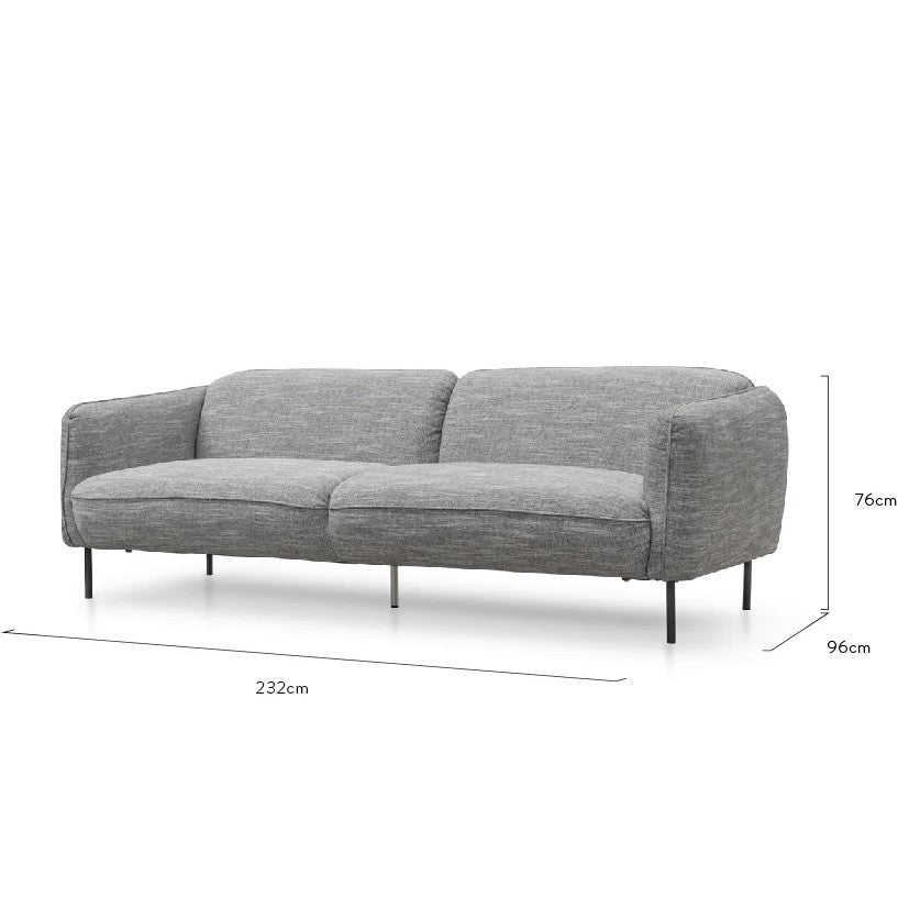 Modern Design 3-Seater Sofa - Dark Spec Grey