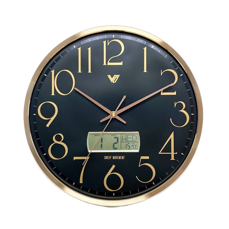 Modern Designed LCD Display Wall Clock 36cms (Available in 2 colors)