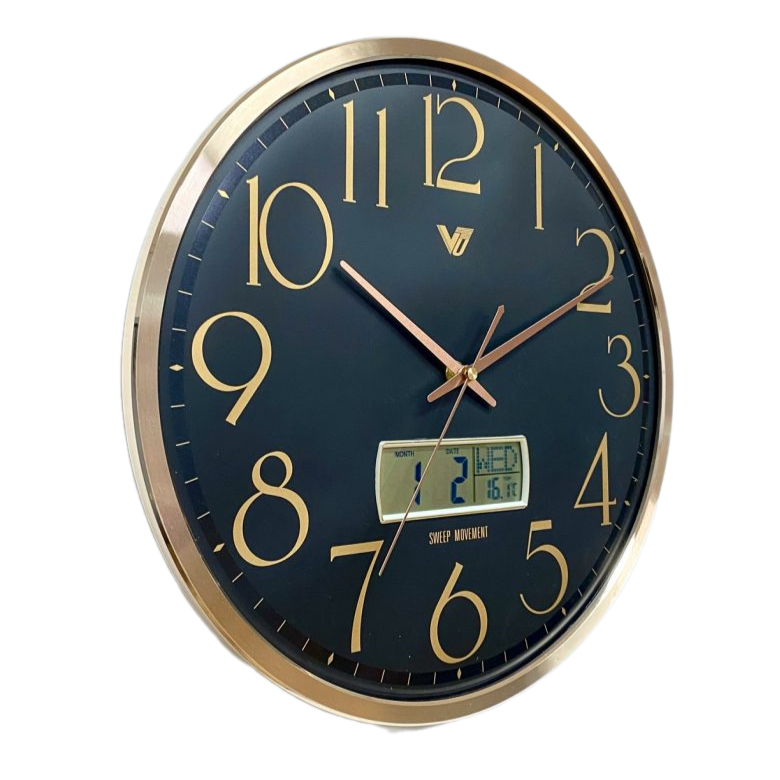Modern Designed LCD Display Wall Clock 36cms (Available in 2 colors)