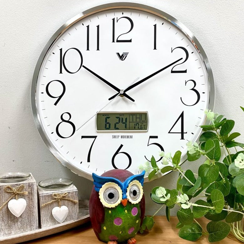 Modern Designed LCD Display Wall Clock 36cms (Available in 2 colors)