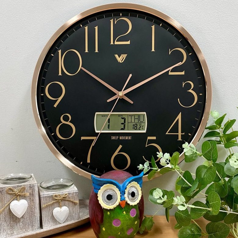 Modern Designed LCD Display Wall Clock 36cms (Available in 2 colors)