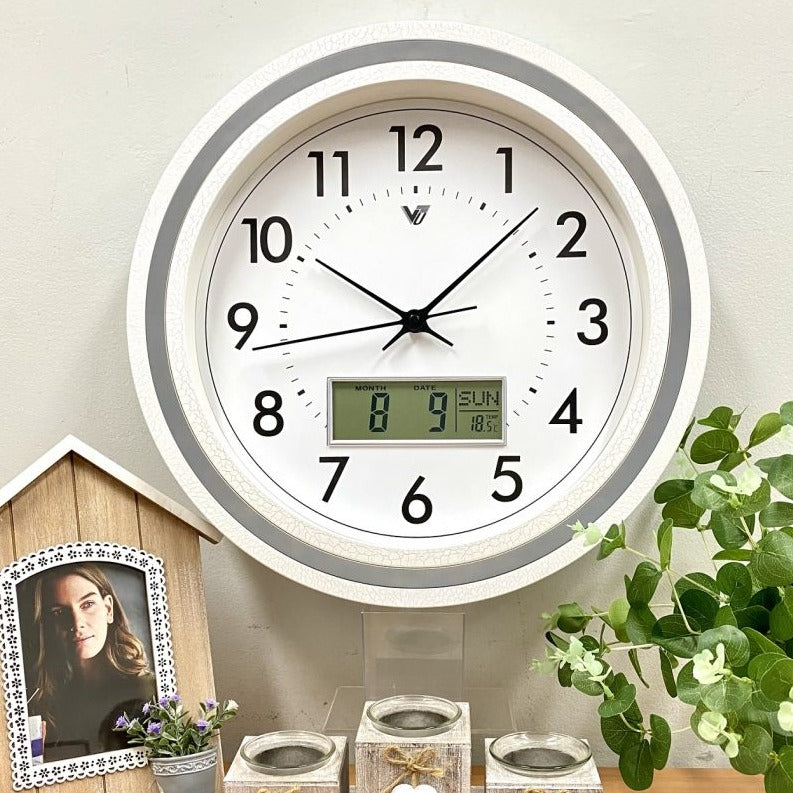 Modern Designed LCD Display Wall Clock 42cms