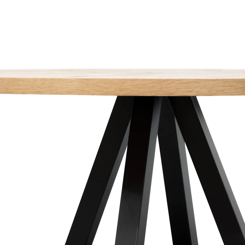 Modern Elm Dining Table 125cms - Natural & Black