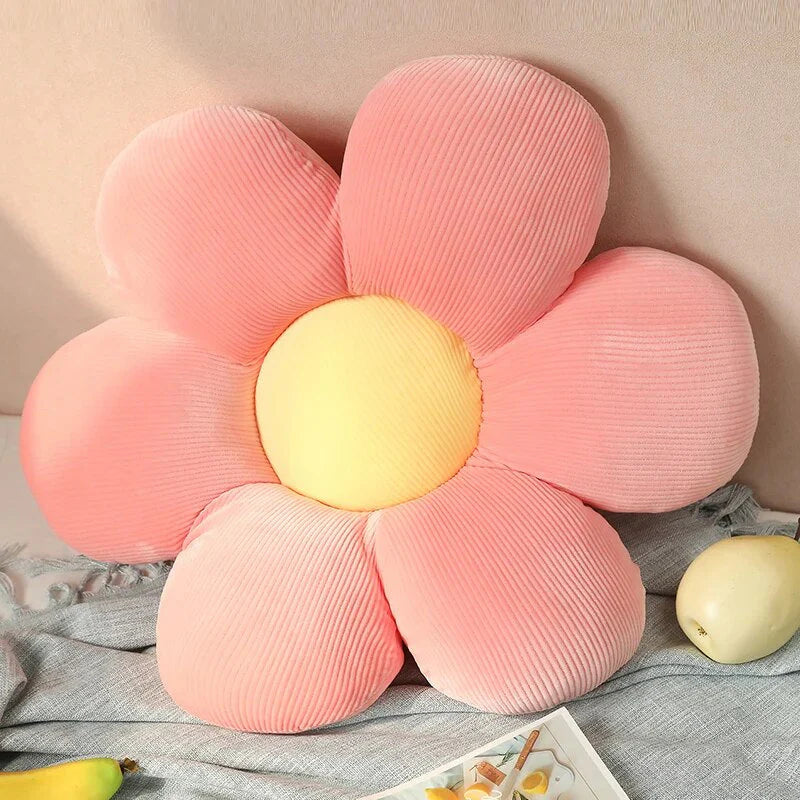 Modern Flower Plush Pillow Seat Cushion 30-35cms - Pink