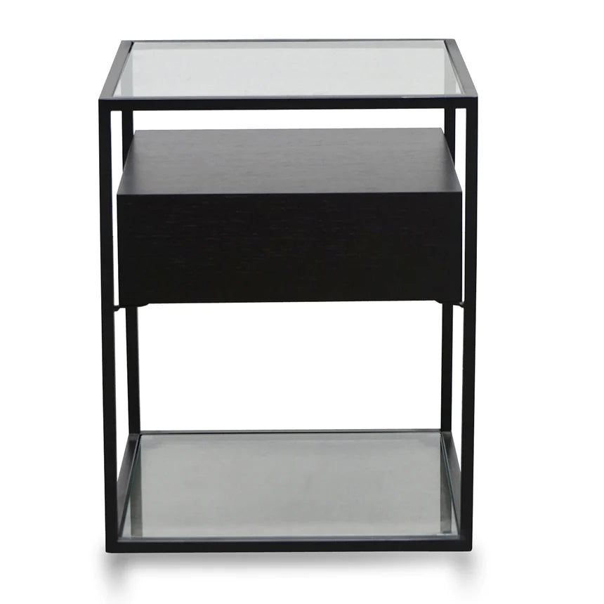 Modern Glass Side Table 43cms - Black