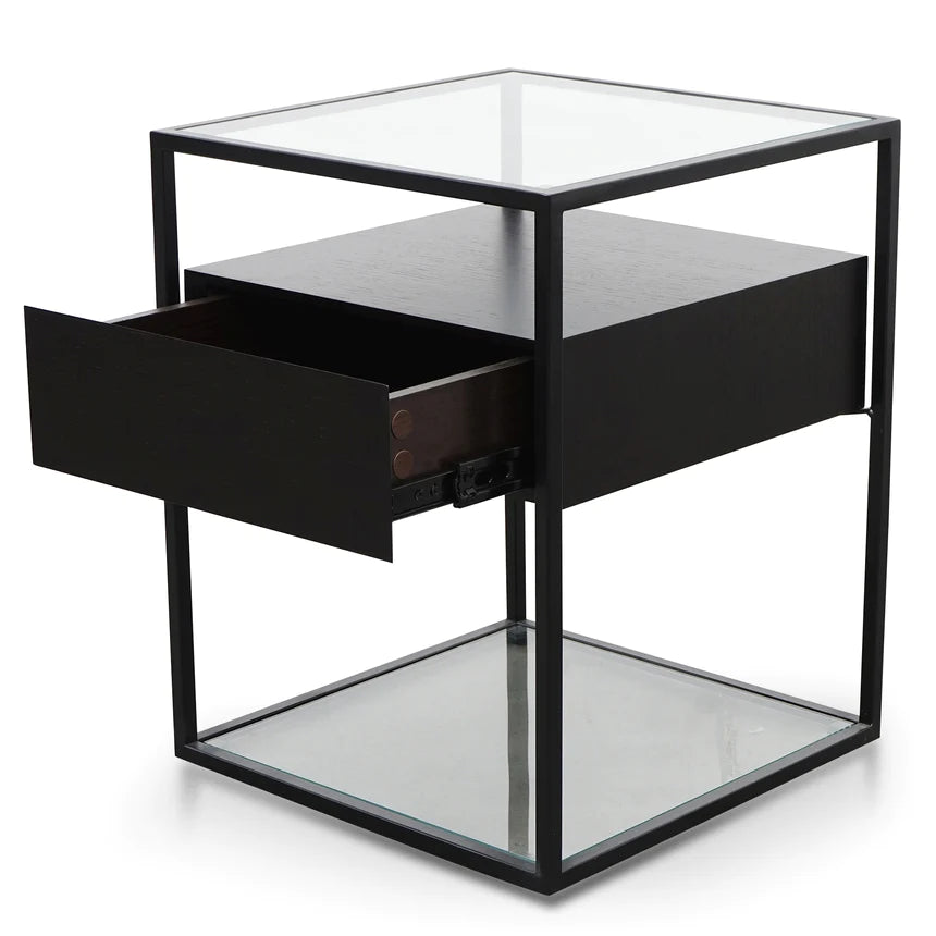 Modern Glass Side Table 43cms - Black
