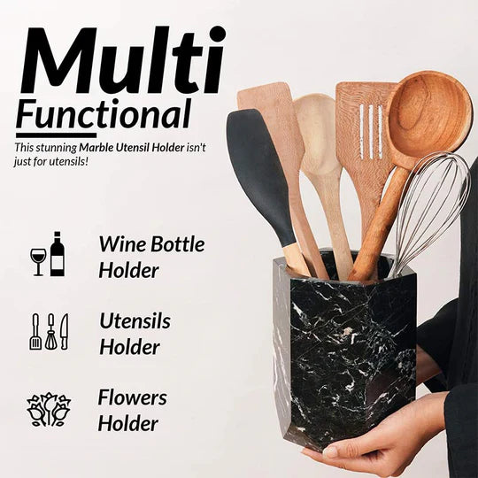 Modern Hexagon Utensil Holder - Black