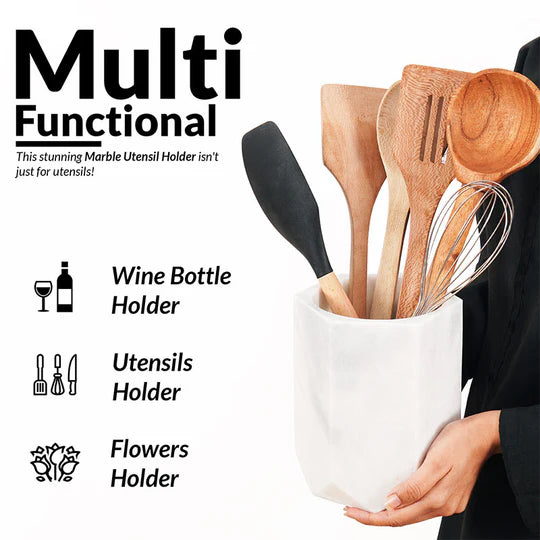 Modern Hexagon Utensil Holder - White