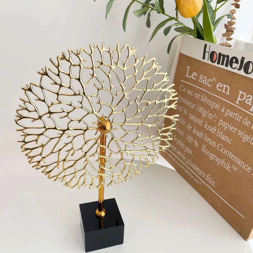 Modern Metal Tree Tabletop Decor with Marble Base 33cms