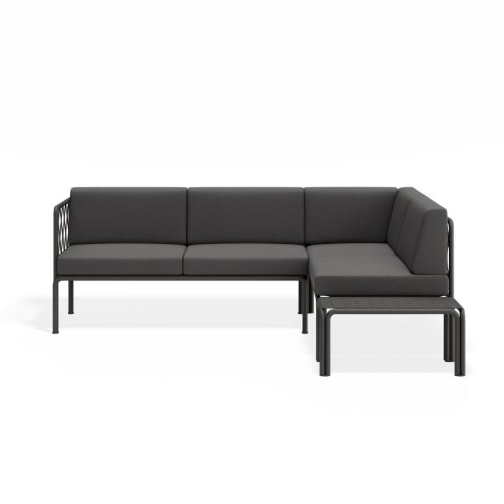 Modern Outdoor Charcoal Corner Sofa - Granite Grey Cushion