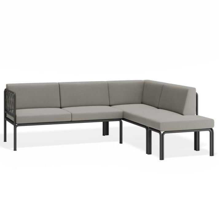 Modern Outdoor Charcoal Corner Sofa - Sandy Grey Cushion